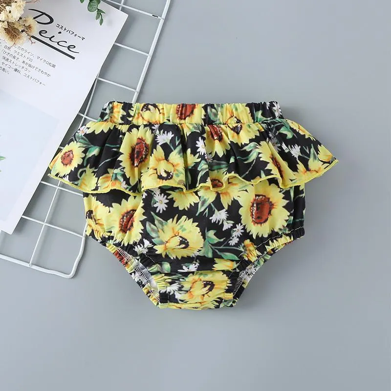 3-piece Floral Printed Bodysuit & Shorts & Headband for Baby Girl Wholesale children's clothing