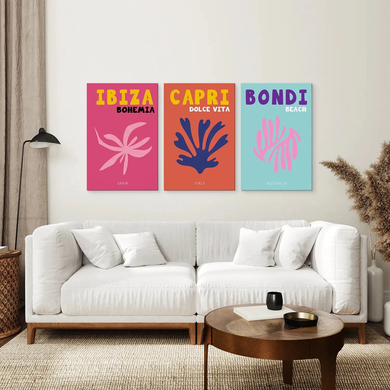 3 Piece Trendy Travel Theme Wall Art Set. Italy, Australia, Spain