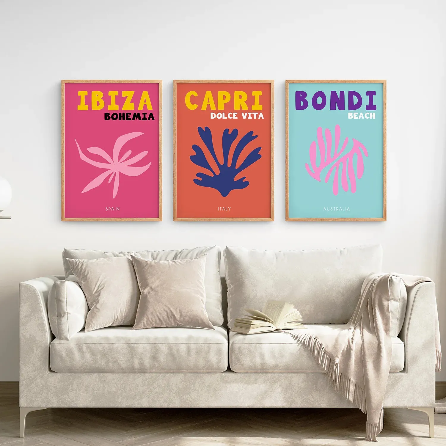 3 Piece Trendy Travel Theme Wall Art Set. Italy, Australia, Spain