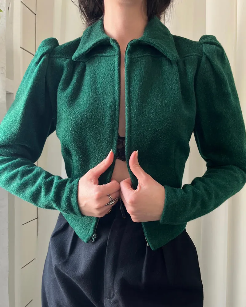 30s Green Wool Jacket | XS