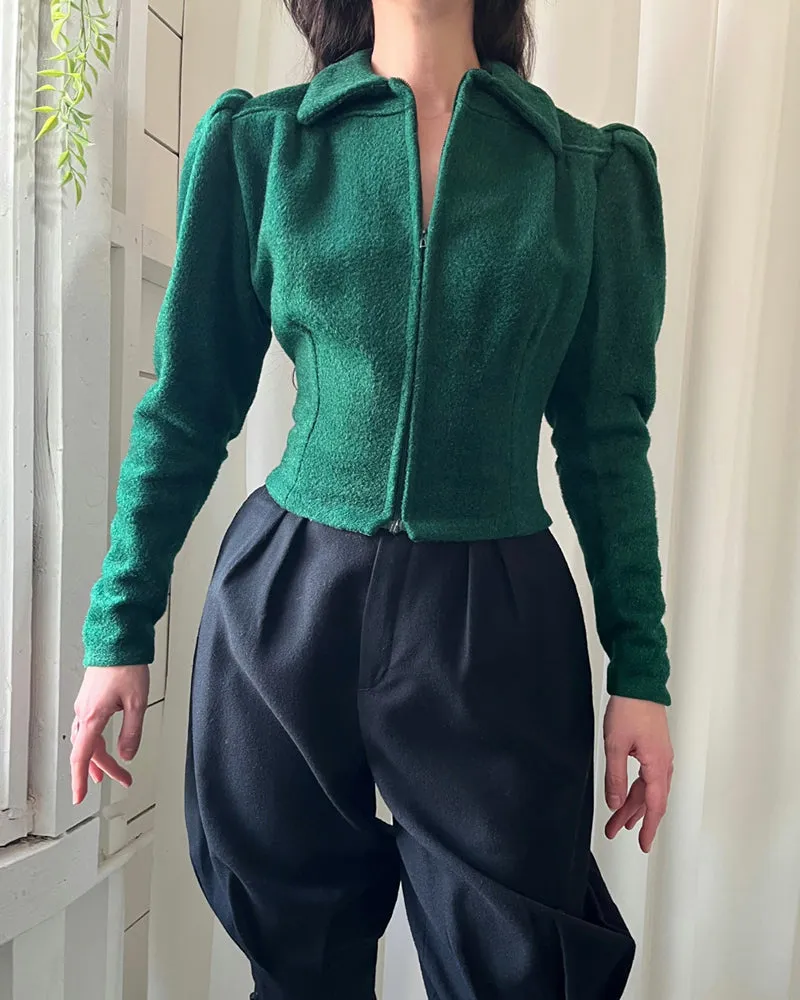 30s Green Wool Jacket | XS