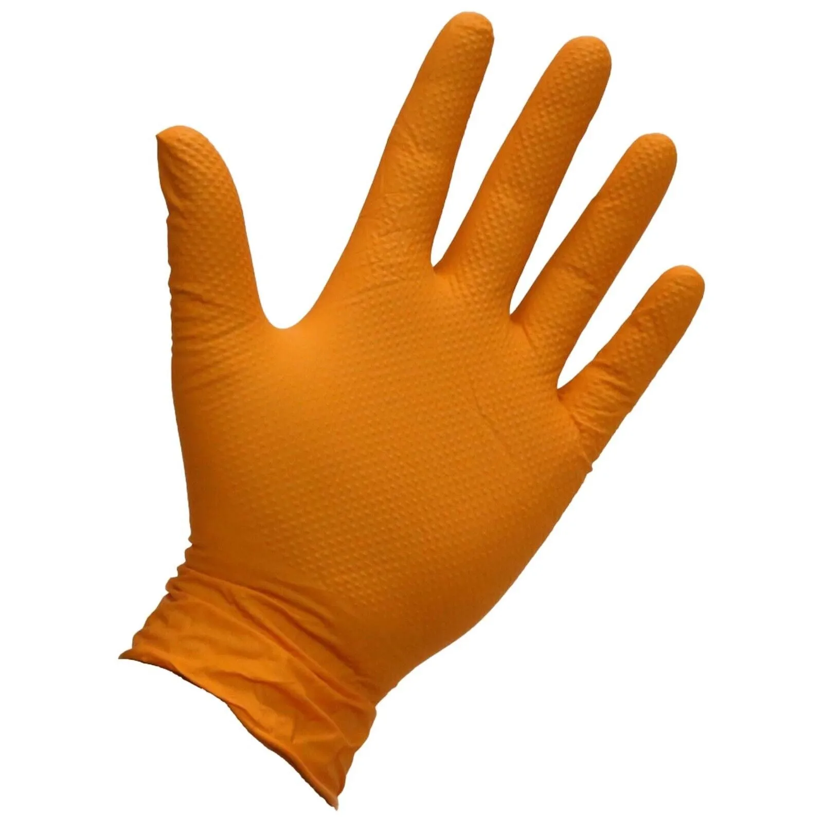 50 TUFFGRIP TG140 ORANGE NITRILE DISPOSABLE GLOVES RAISED DIAMOND GRIP