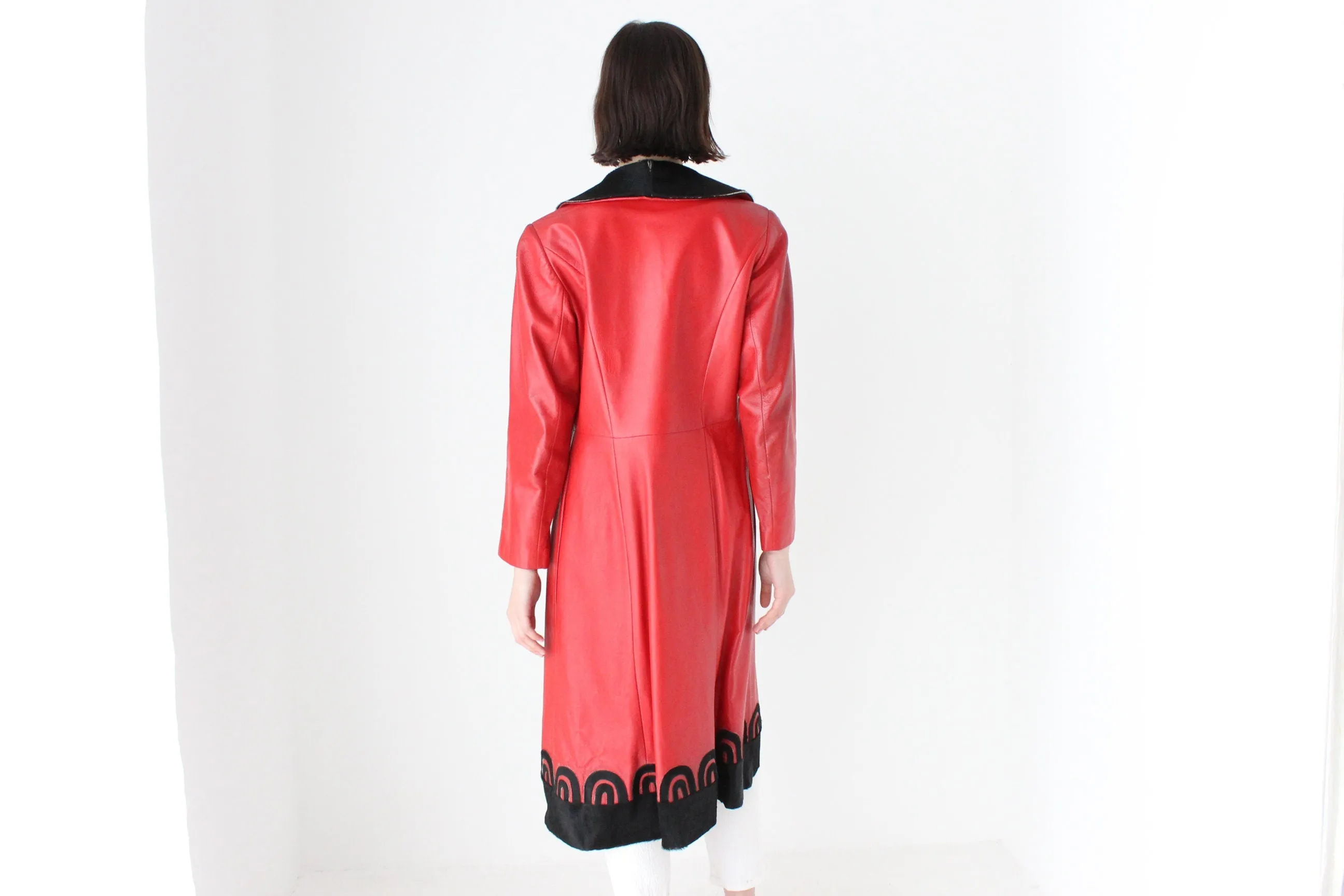 70s {Real Leather} Carivalesque Coat w/ Pony Fur Trim