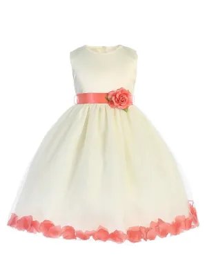 Baby Girls Ivory Coral Floating Petals Flower Girl Dress 6-24M