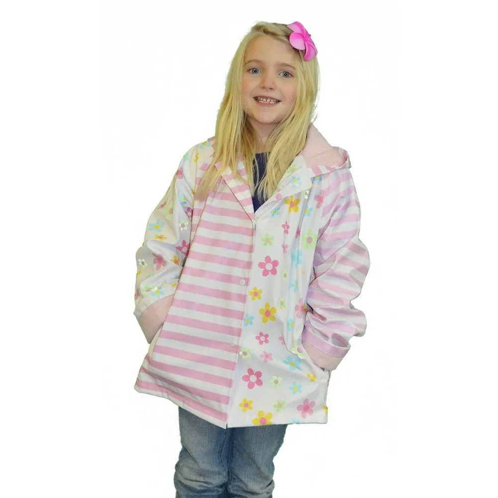 Big Girls Pastel Posies Rain Coat 8-10