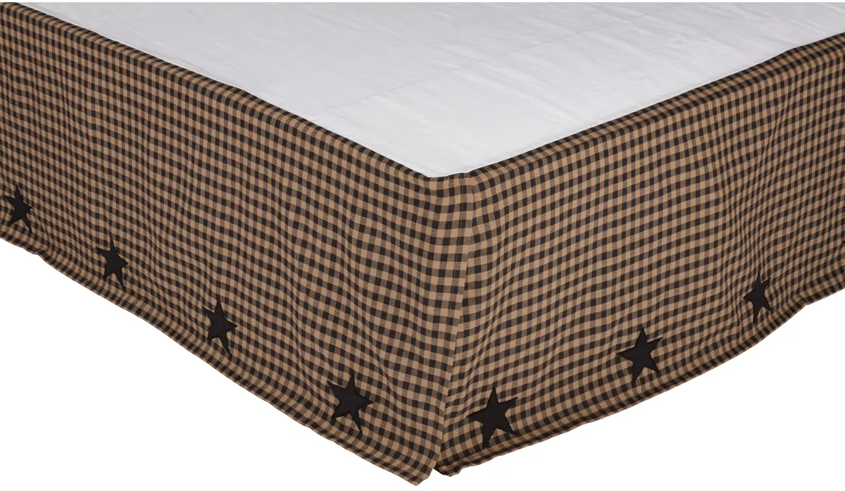 Black Check Star Twin Bed Skirt  39X76