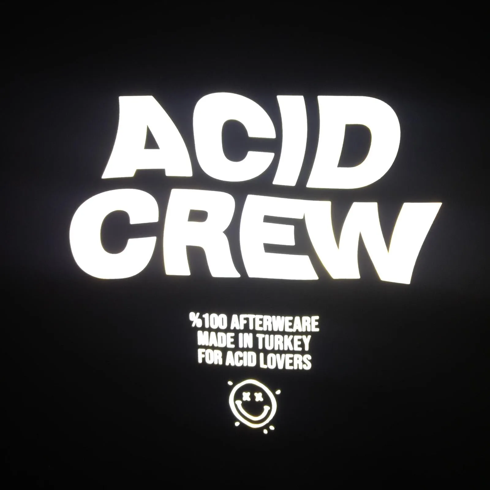 BLACK OVERSIZE HOODIE  'ACID CREW' REFLECTIVE