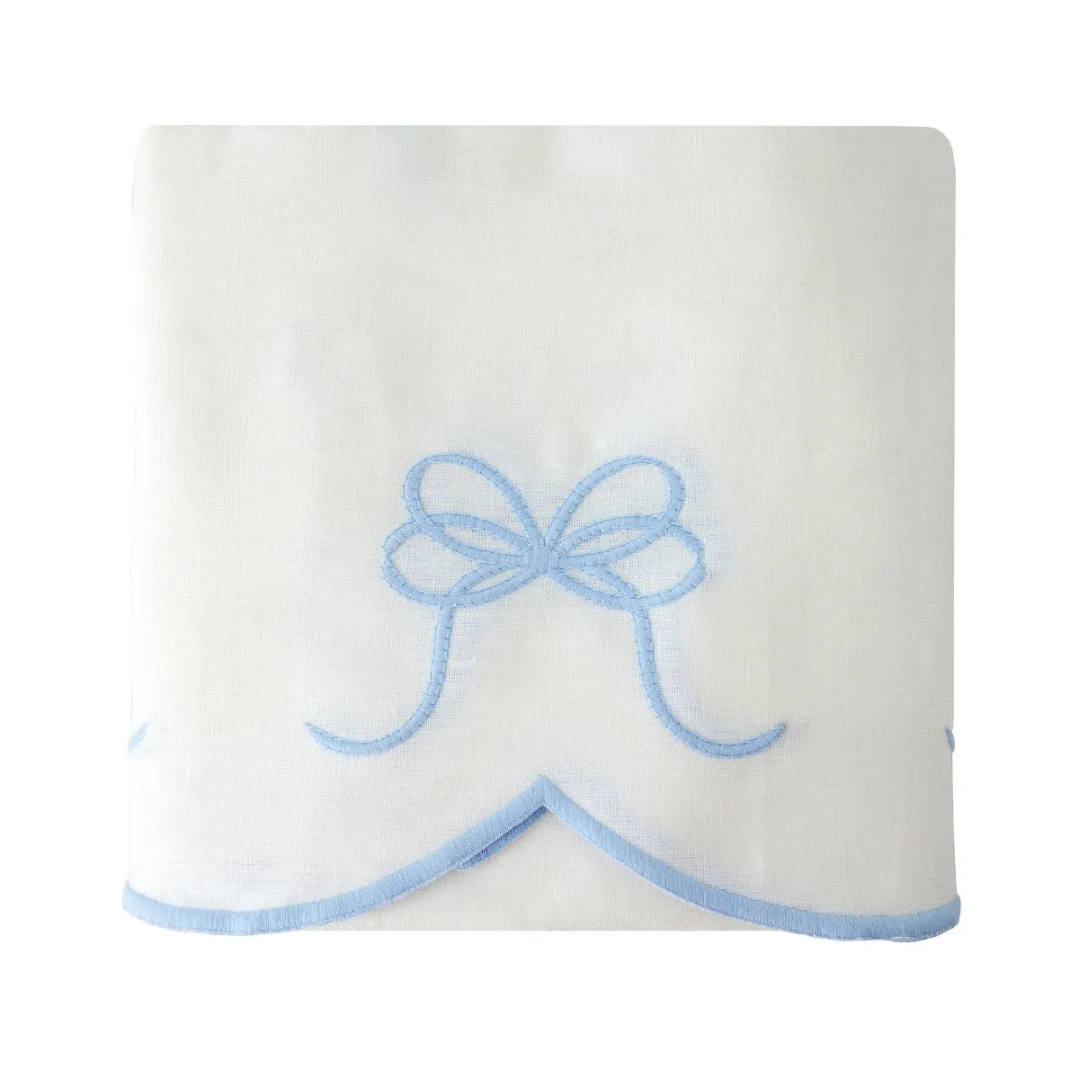 Bow Scalloped Crib Skirt in French Blue