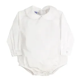 Boys Long Sleeve Button Back Onesie - White