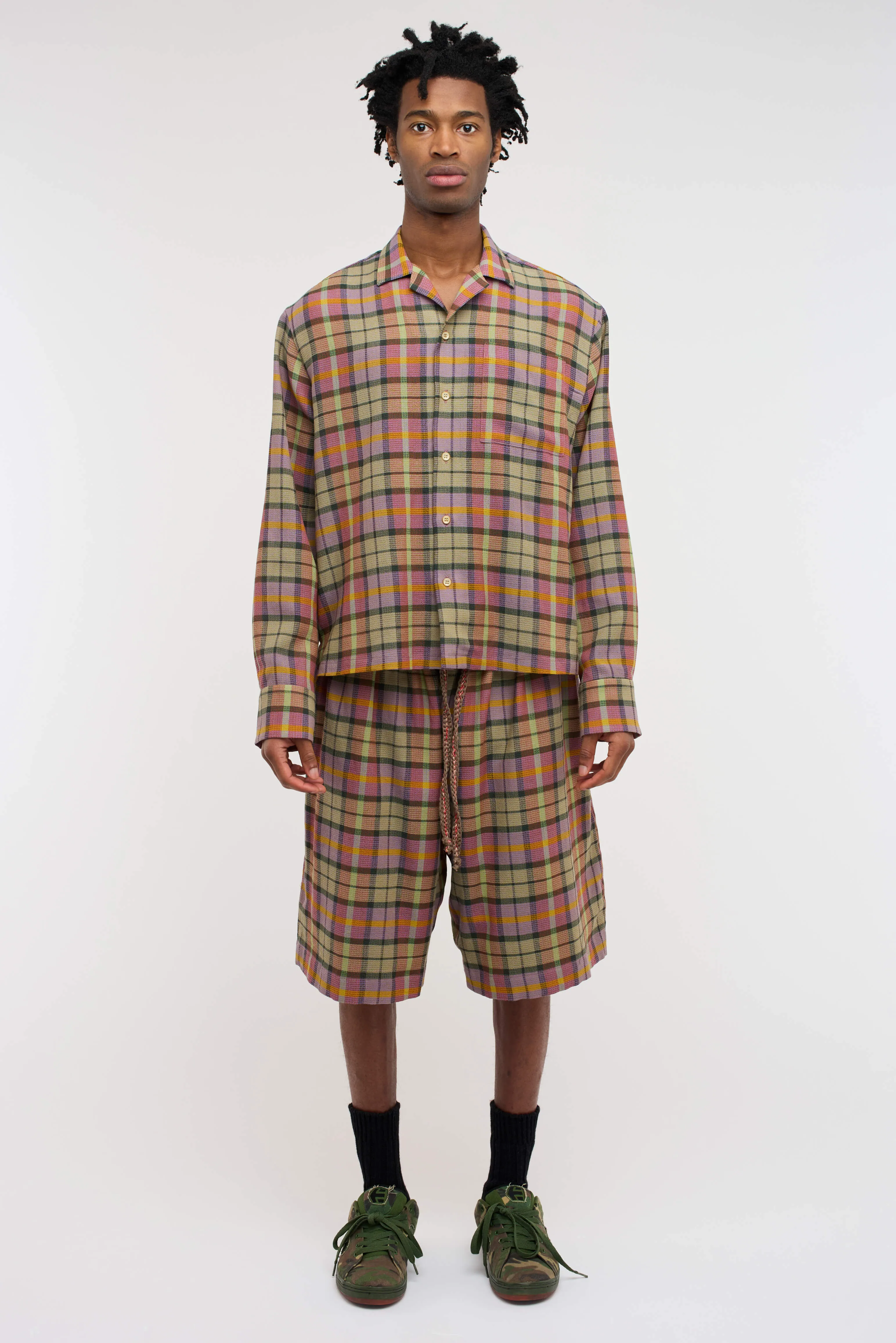 Burnout Plaid Camp Shirt LS