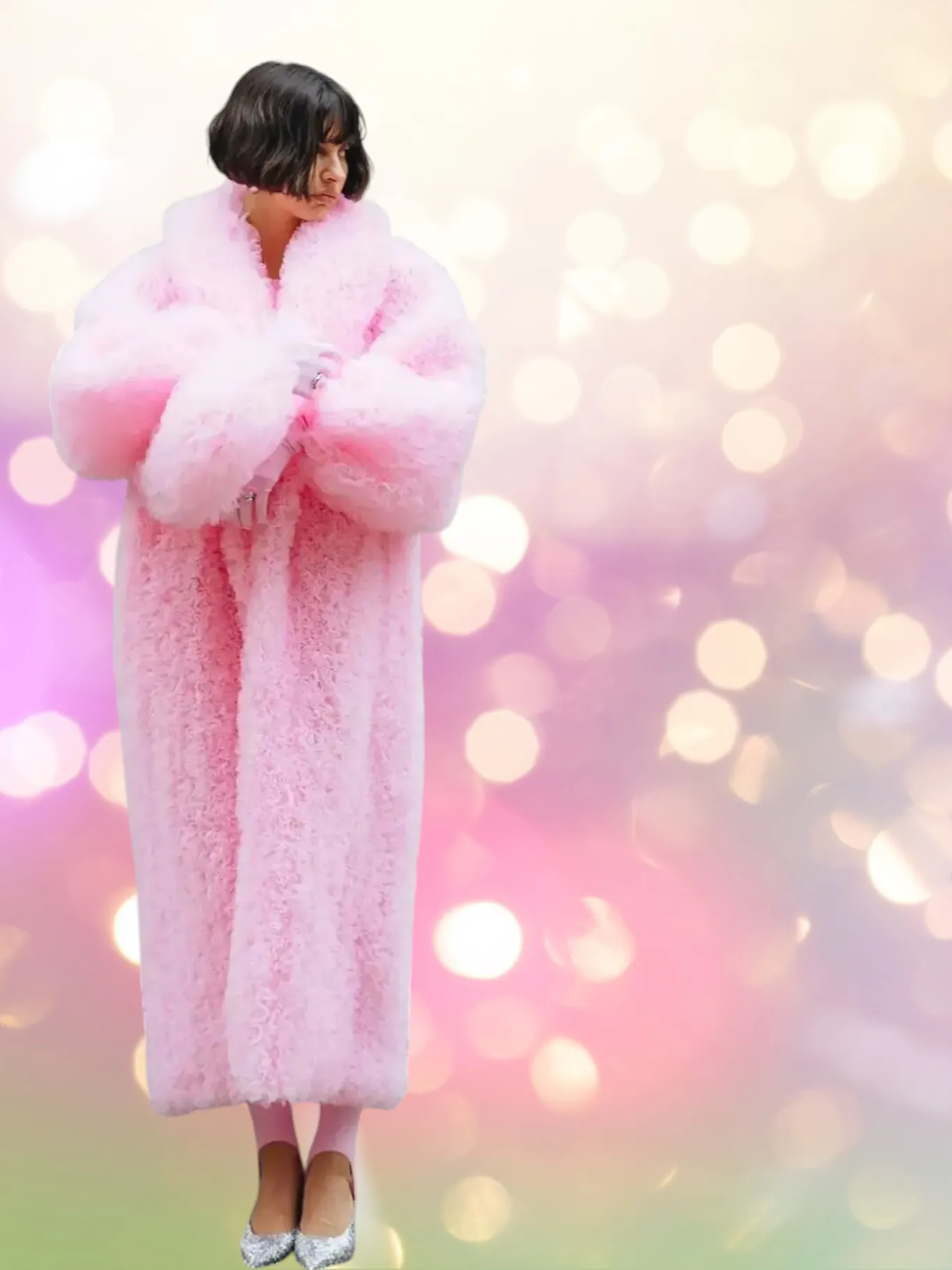 Candy Pink Ruffled Tulle Maxi Coat