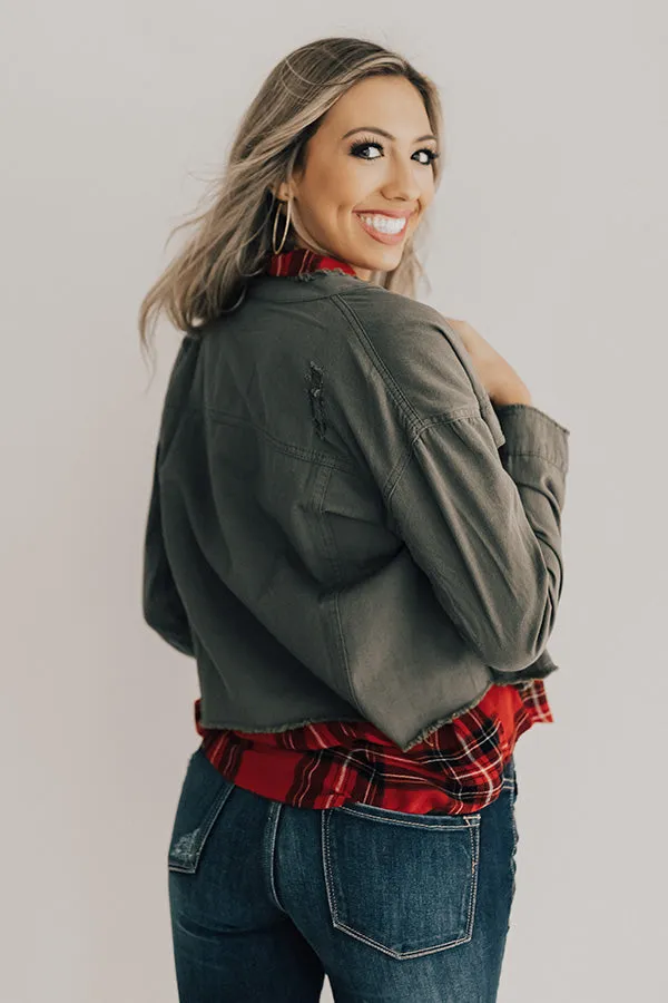 Chill And Kisses Lightweight Jacket in Olive