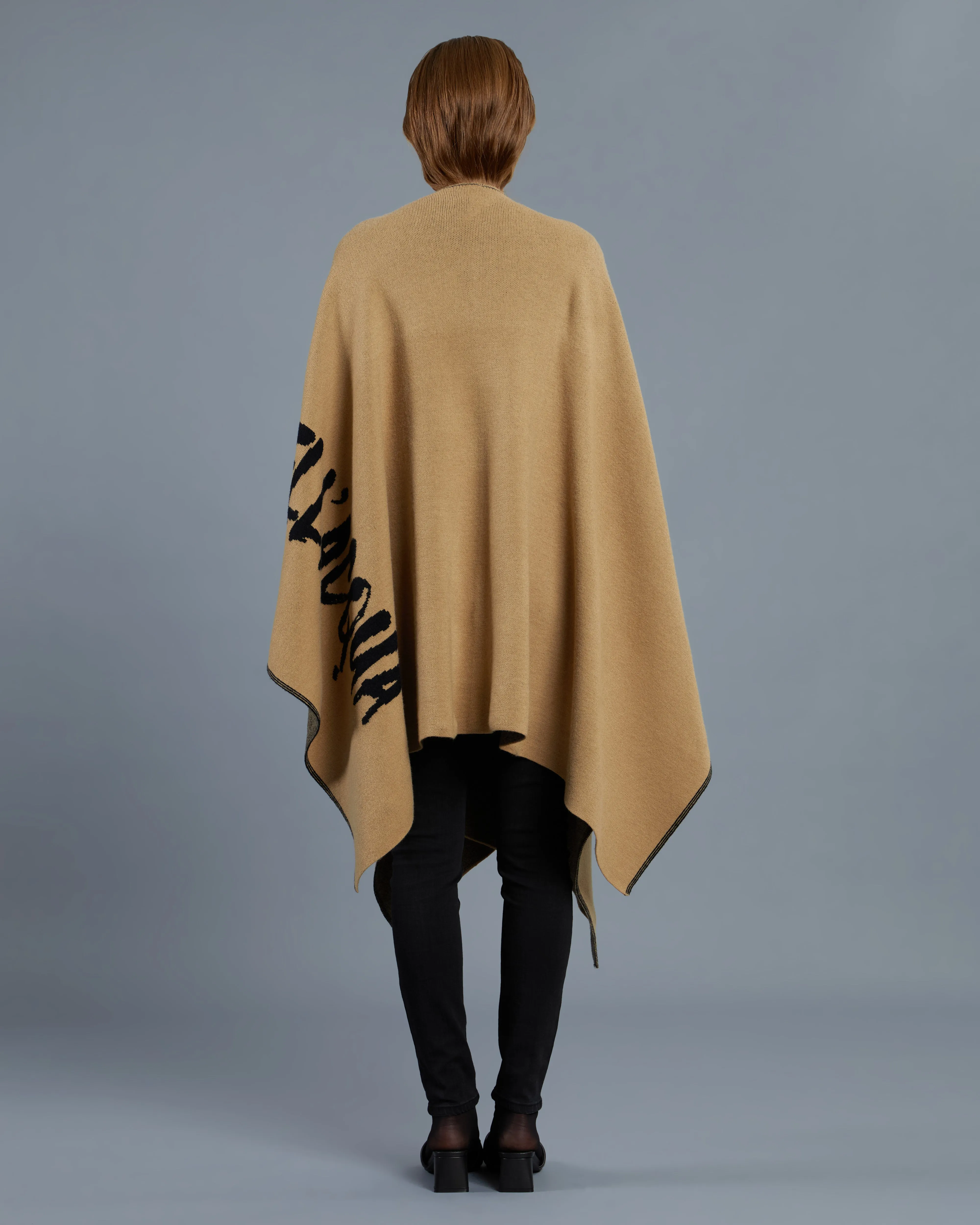 Contrasting Brand Print Poncho