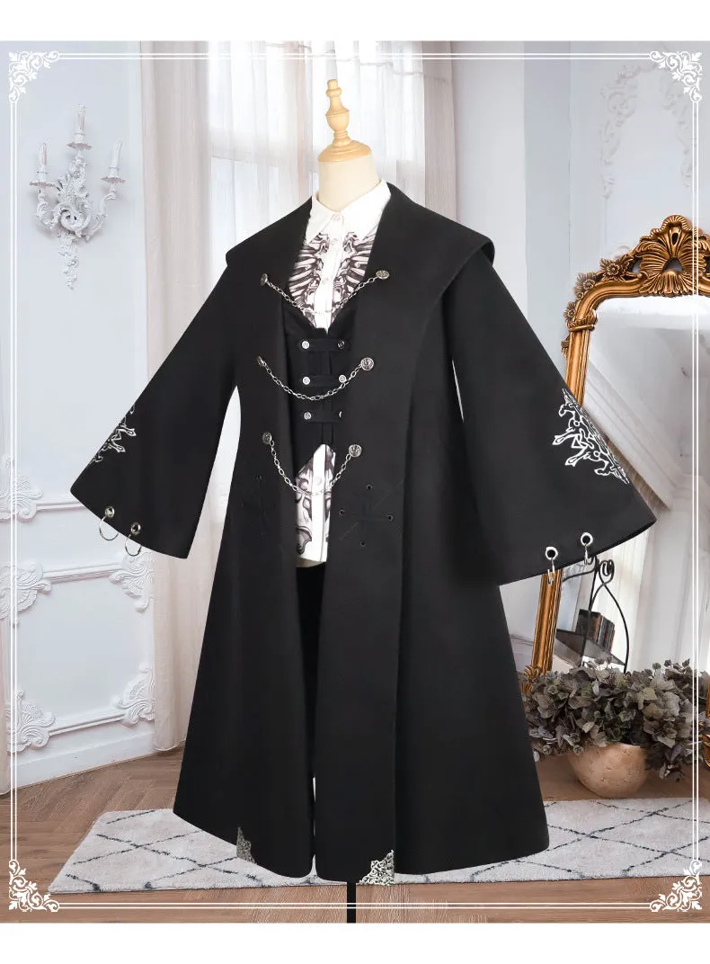 Cool Black Wool Poncho Coat Long Lolita Coat for Women by YLF