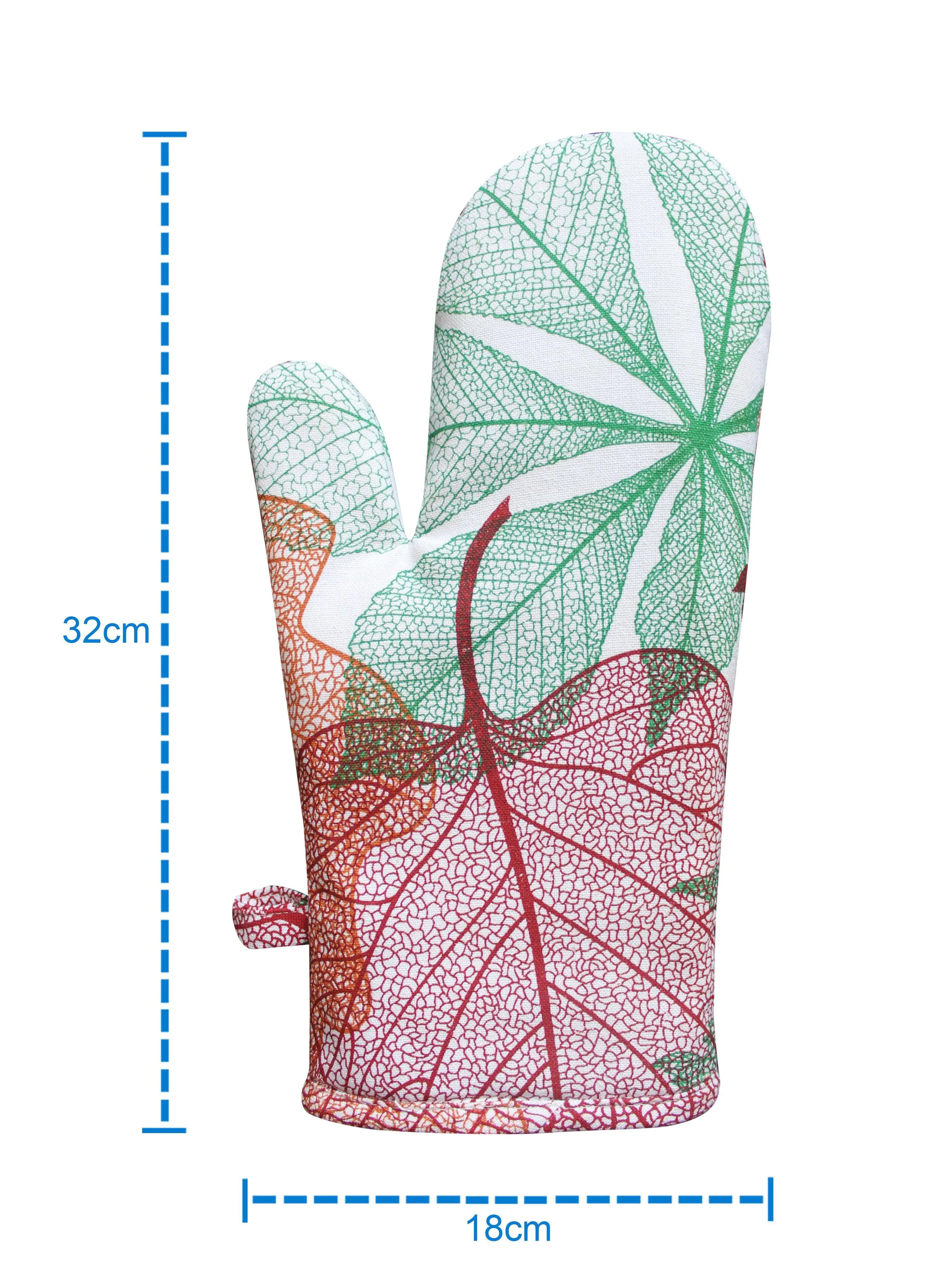 Cotton Vein Leaf Oven Gloves Pack of 2