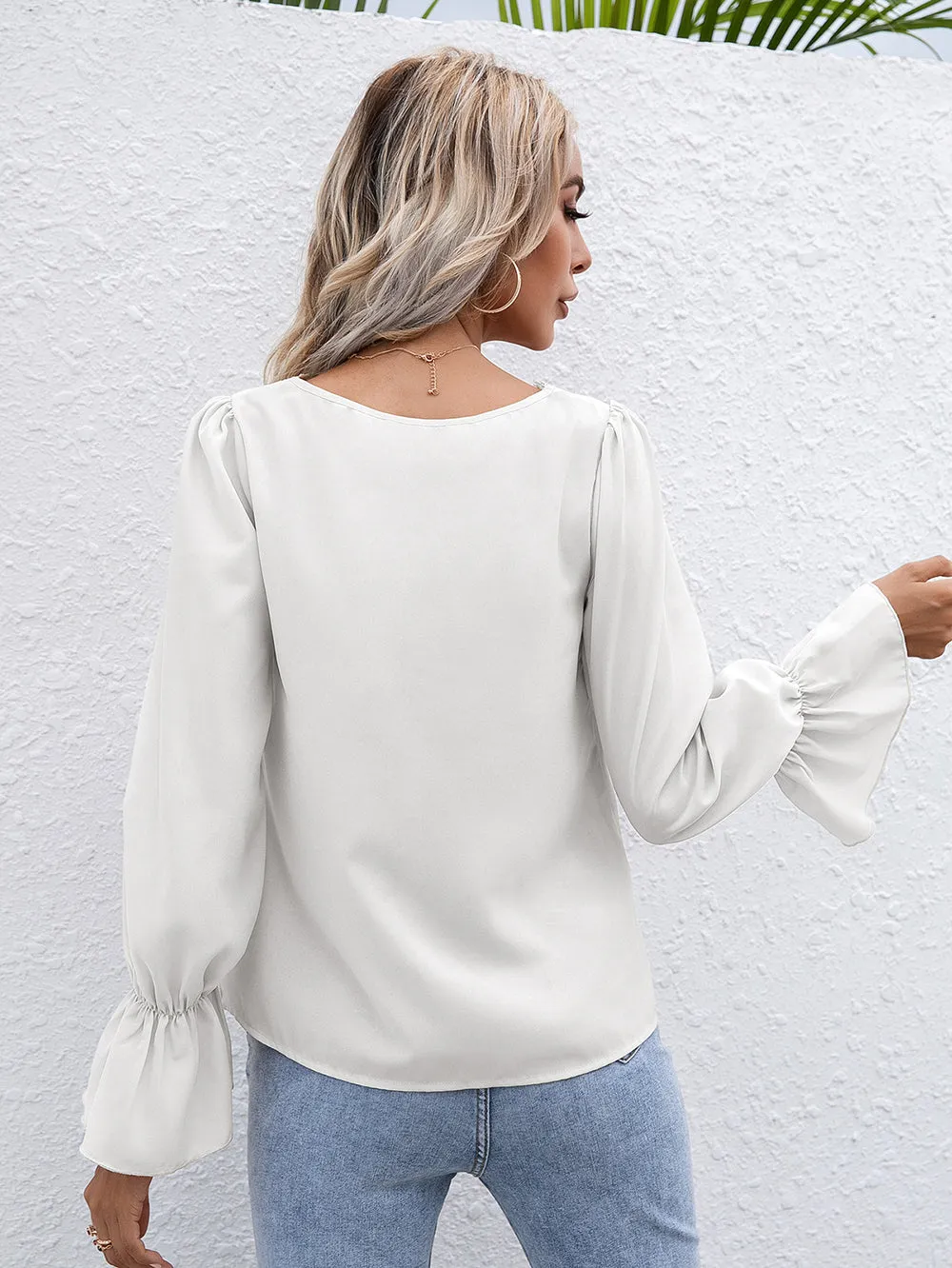 Crochet Trim Ruffle Poet Long Sleeve