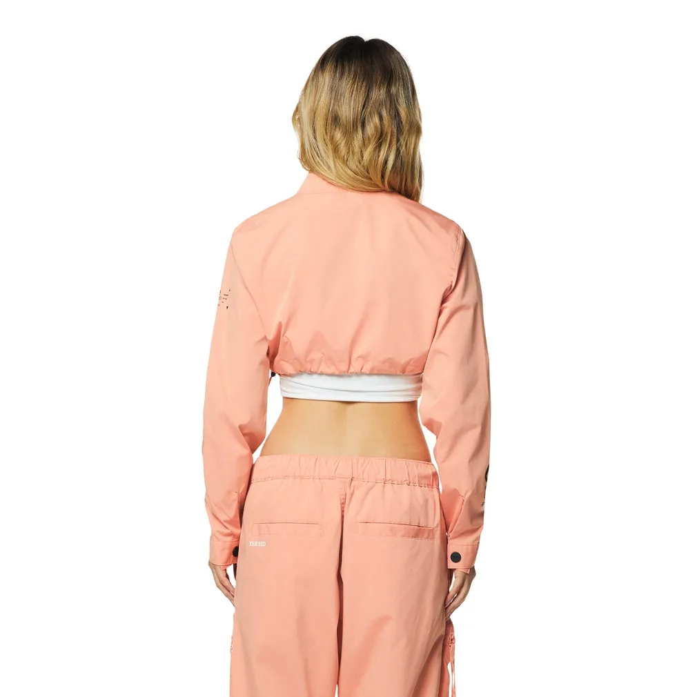 Cropped Utility Full Zip Jacket - Sand Coral