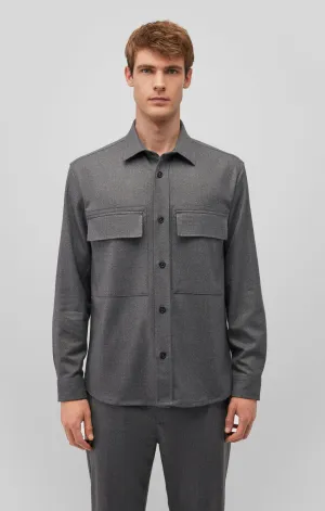 DOUBLE POCKET SHIRT IN DARK GREY MELANGE