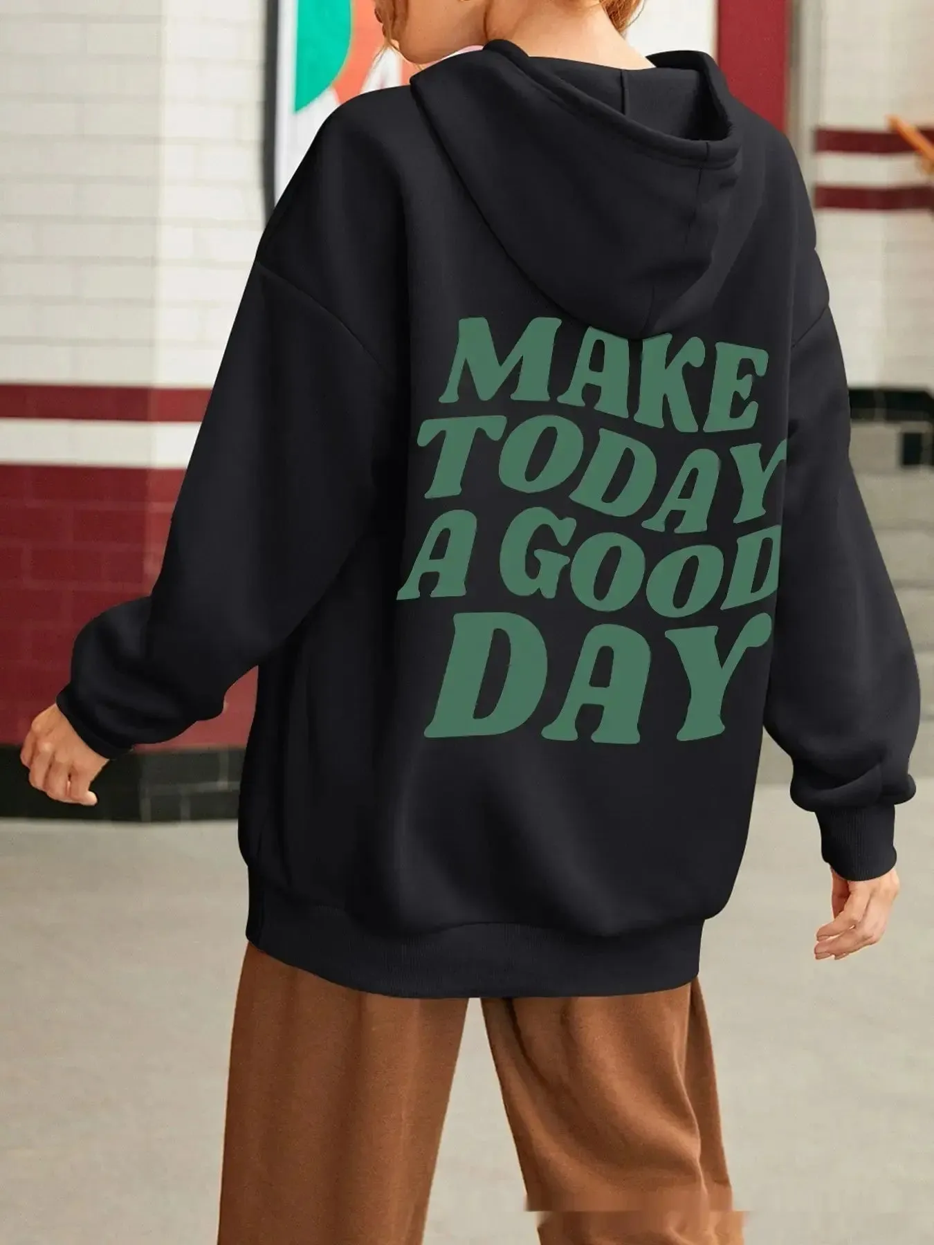 Double-Sided Printed Hooded Sweater