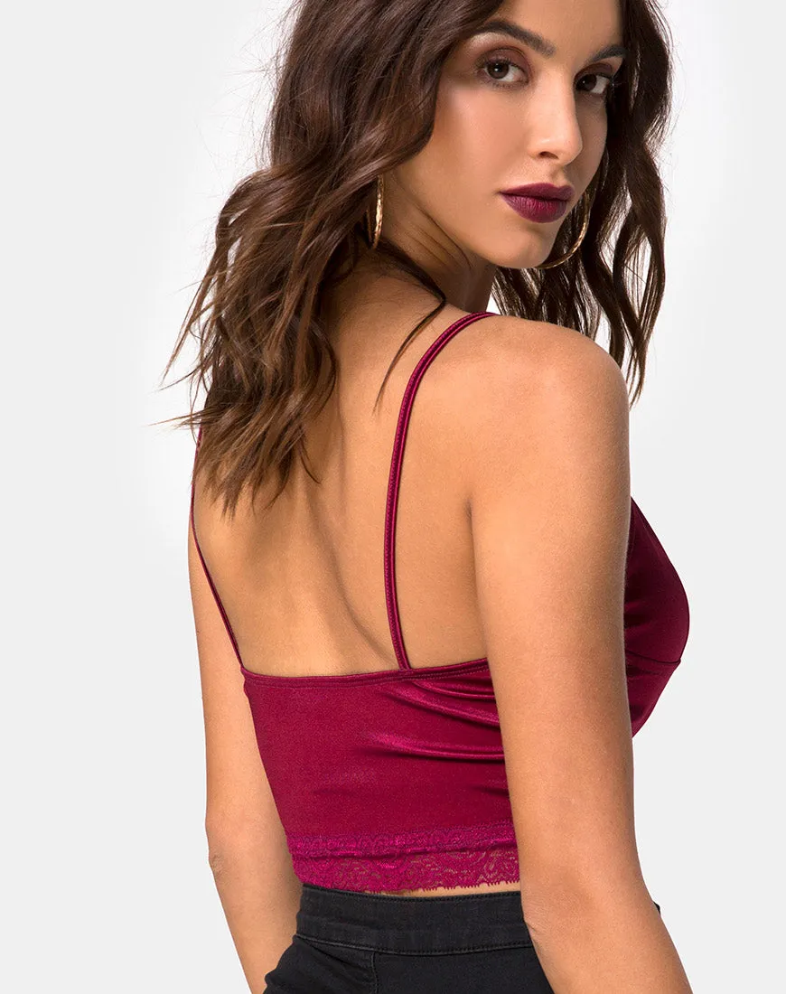 Dyrana Top in Burgundy with Burgundy Lace