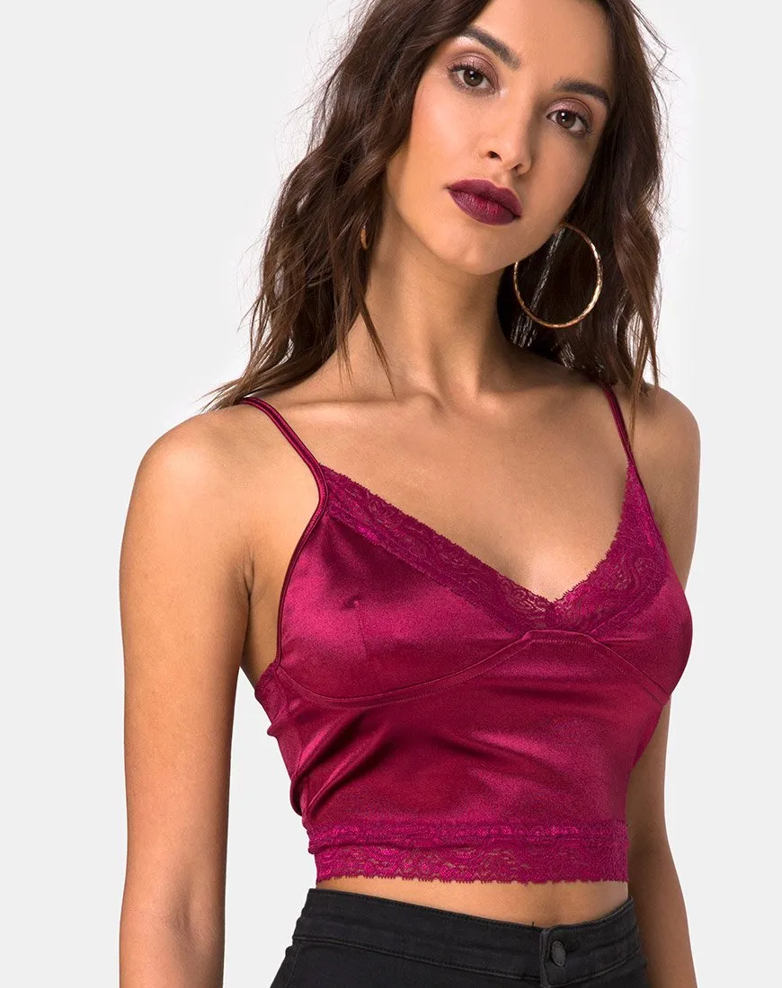 Dyrana Top in Burgundy with Burgundy Lace