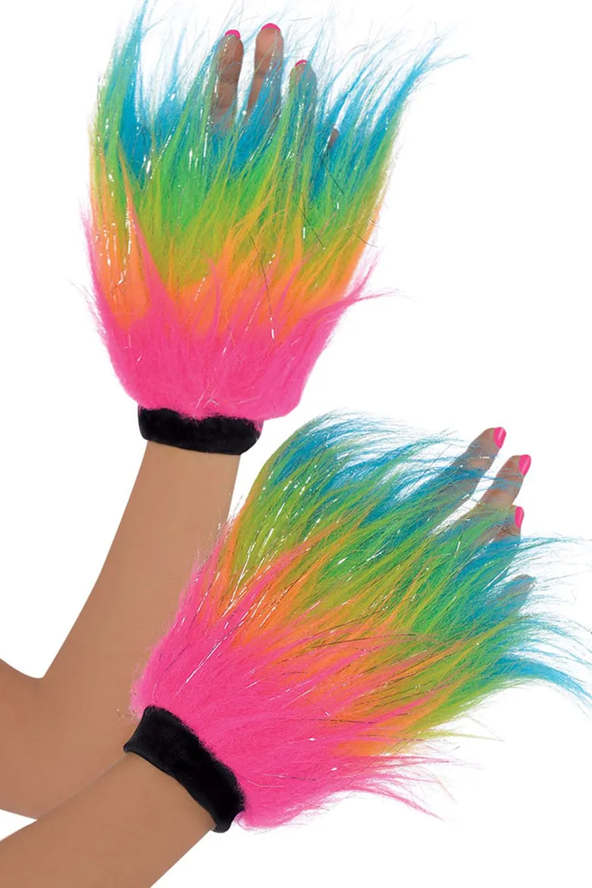 Electric Party Furry Gloves