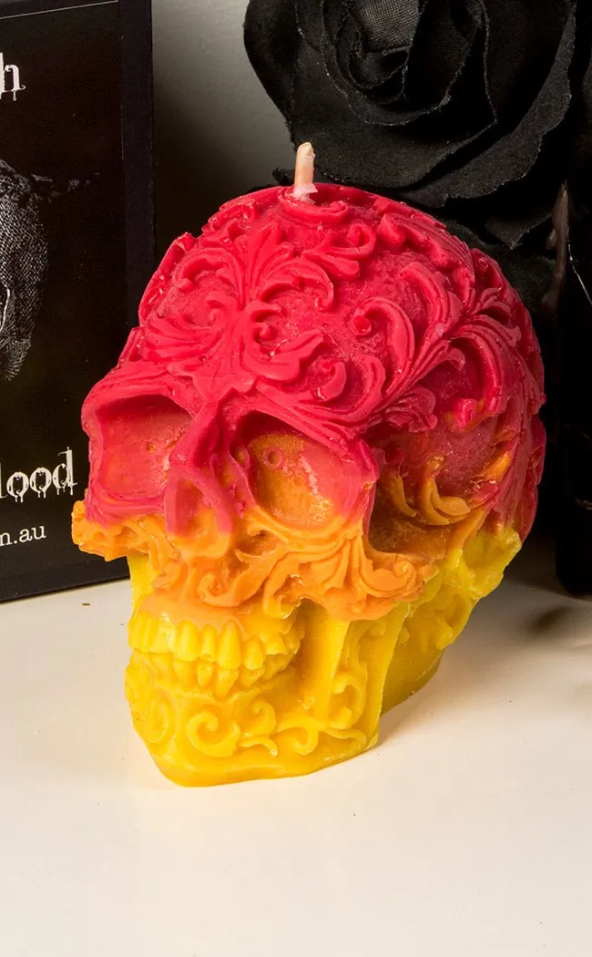 Engraved Skull Candle | Dragon's Blood