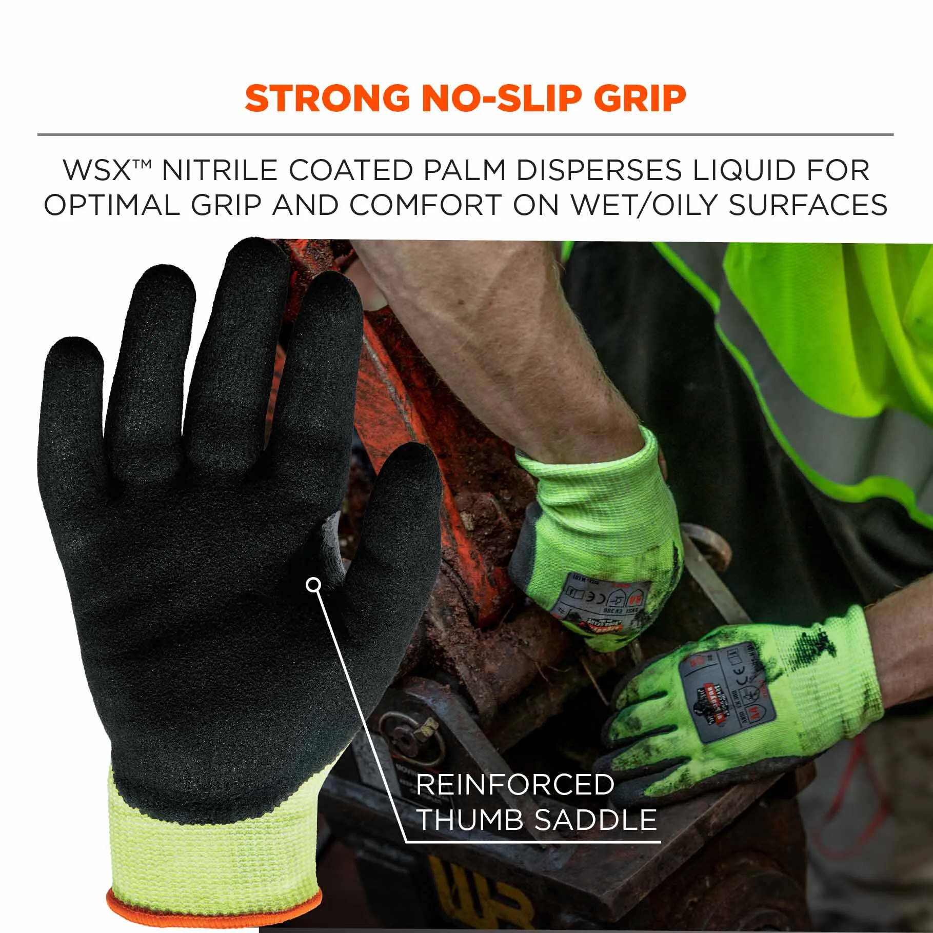 Ergodyne 17825 7041-CASE XL Lime ANSI A4 Nitrile-Coated CR Gloves 144-Pair