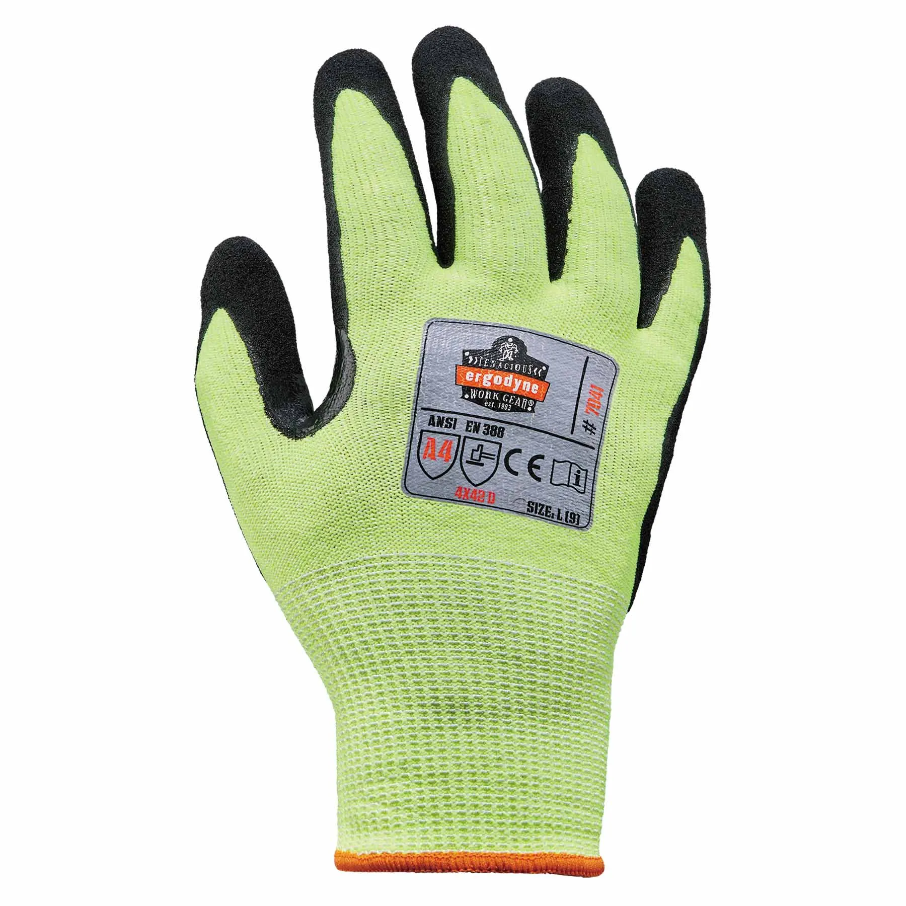 Ergodyne 17825 7041-CASE XL Lime ANSI A4 Nitrile-Coated CR Gloves 144-Pair