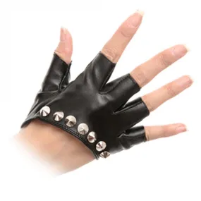 Female Gloves Alternative Fashion Women / PU Leather Biker Chick Fingerless punk Rock Metal