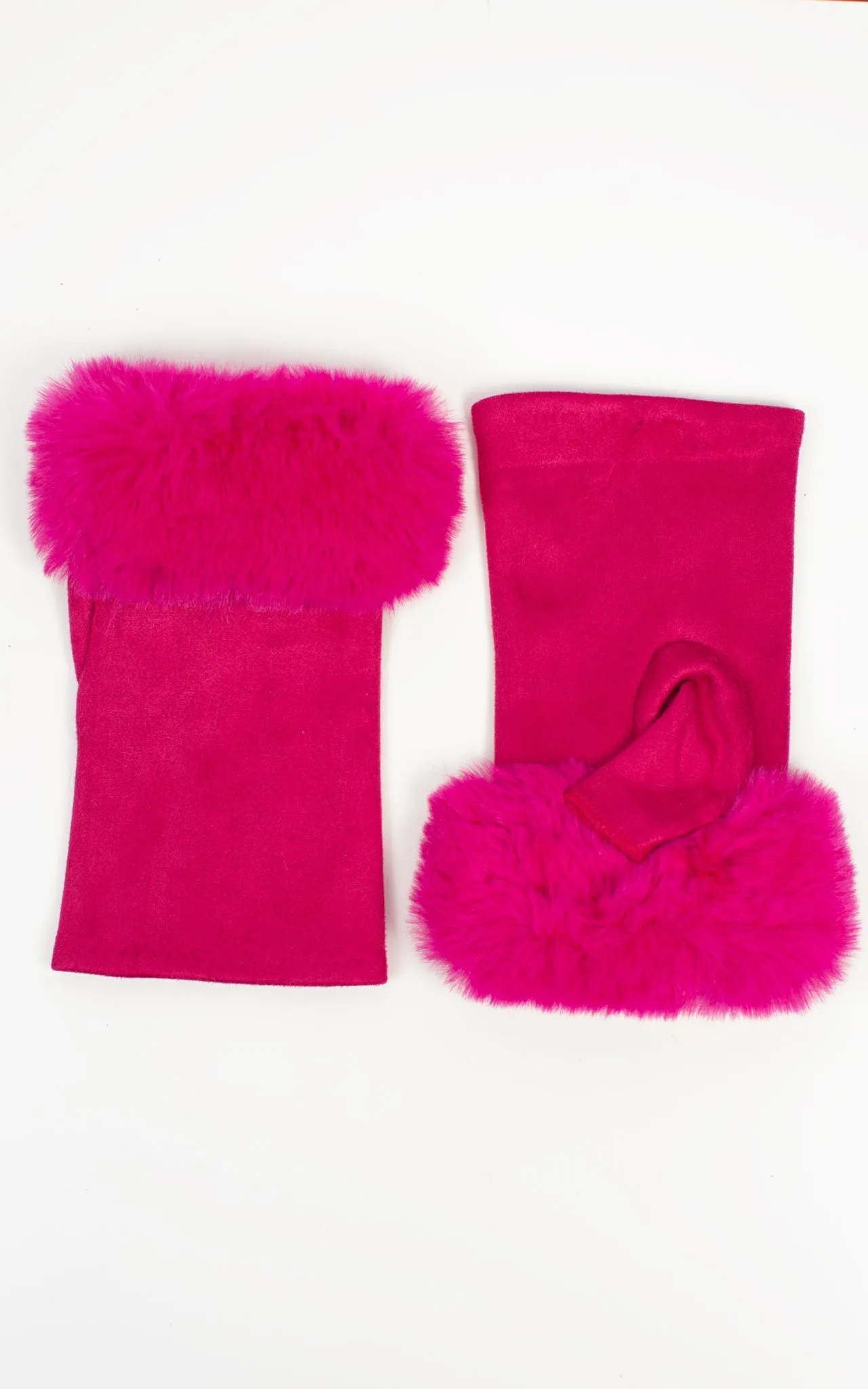 Fingerless Faux Fur Gloves |  Plum