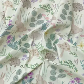 Floral Animal Garden on Ivory Raincoat Fabric