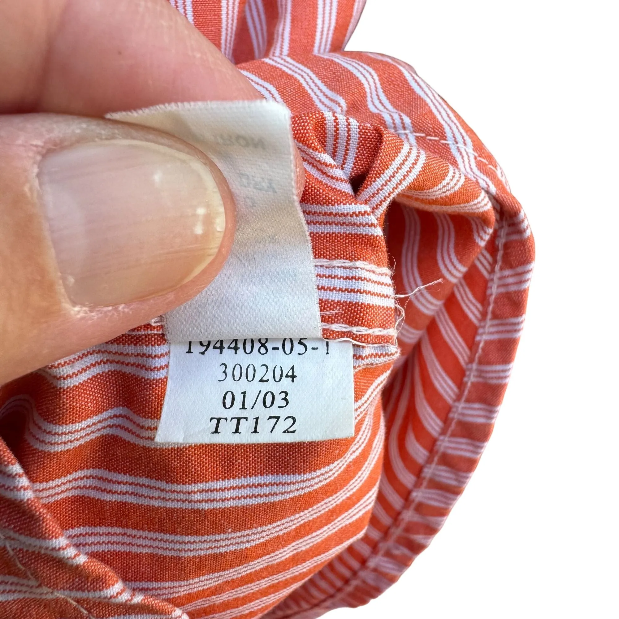 Gap Vintage Men's Orange & White Striped Long Sleeve Button-Down Shirt - Large