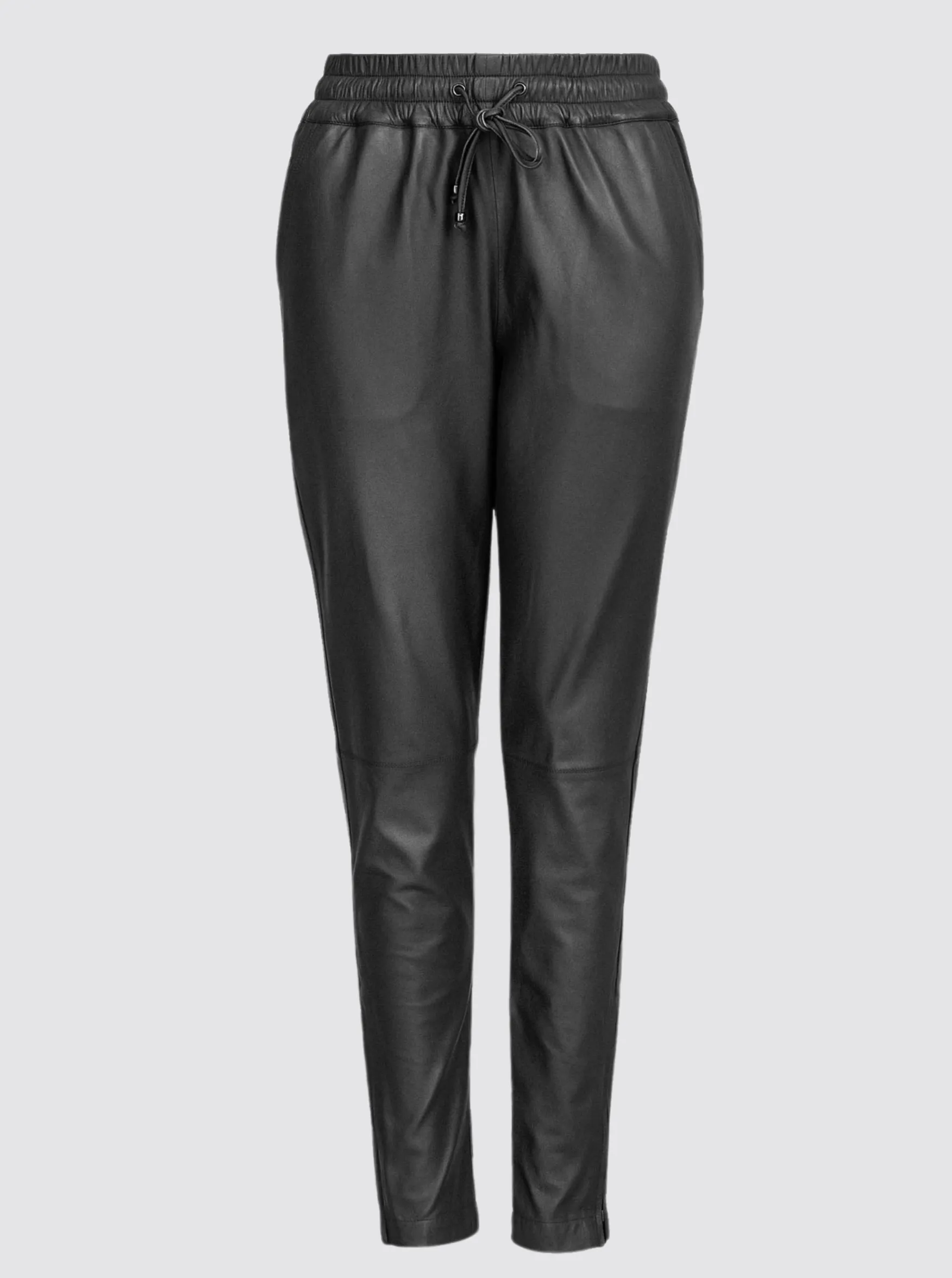 GEMMA LEATHER JOGGER - BLACK