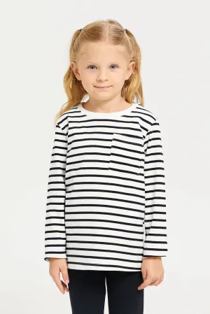 Girls White Long Sleeve Striped T-Shirt