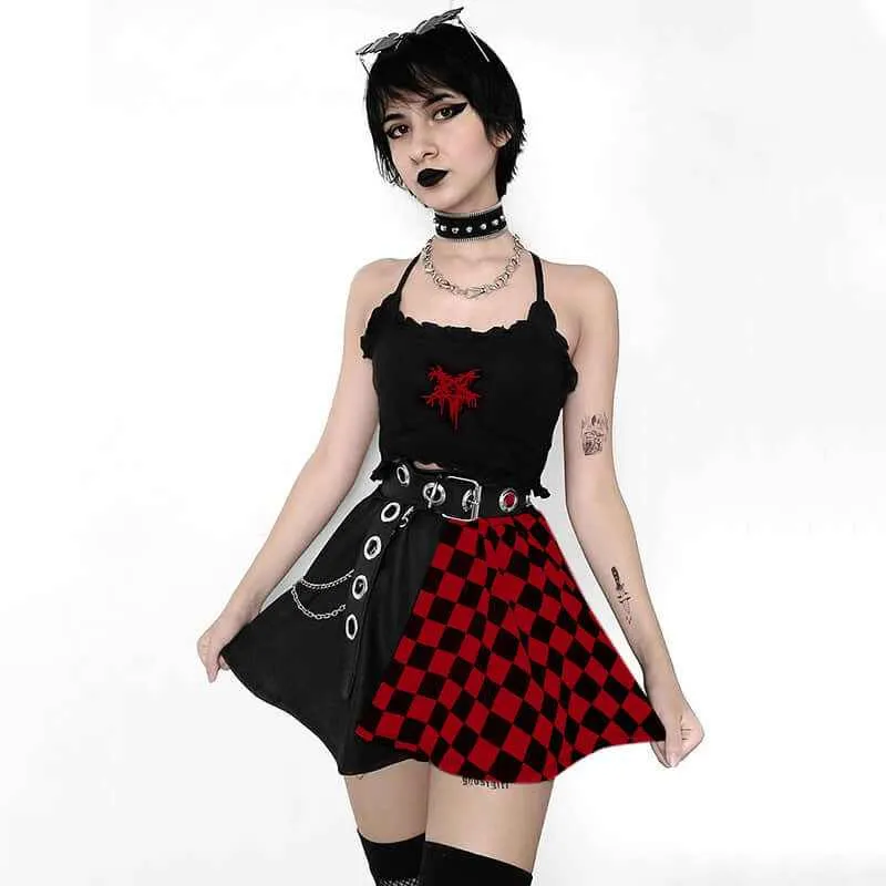 Glow Chic's Gothic Plaid A-Line Mini Skirt