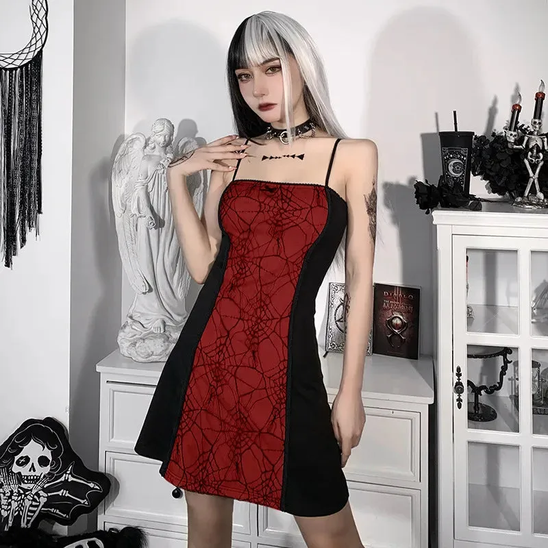 Gothic Spiderweb Lace Trim Bodycon Dress