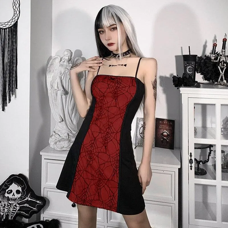 Gothic Spiderweb Lace Trim Bodycon Dress