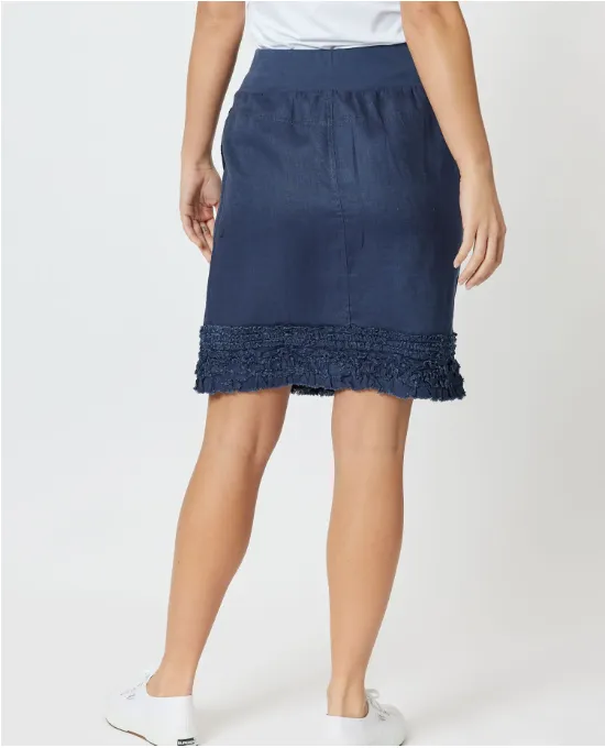 GS Ruffle Hem Linen Skirt