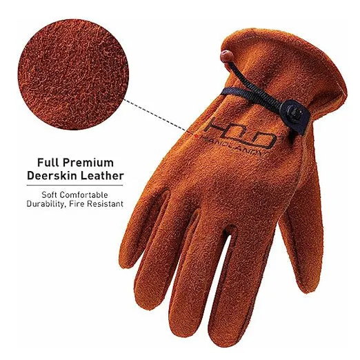 HANDLANDY Deerskin Welding Gloves Heat Fire Resistant Forge 1292