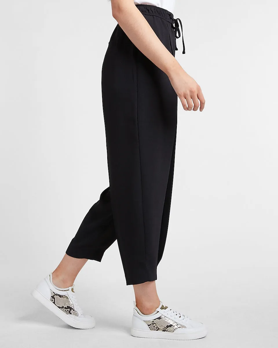 High Waisted Drawstring Jogger Pant in Pitch Black