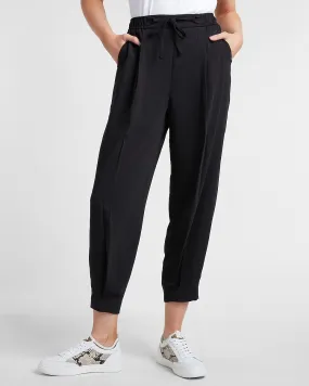 High Waisted Drawstring Jogger Pant in Pitch Black