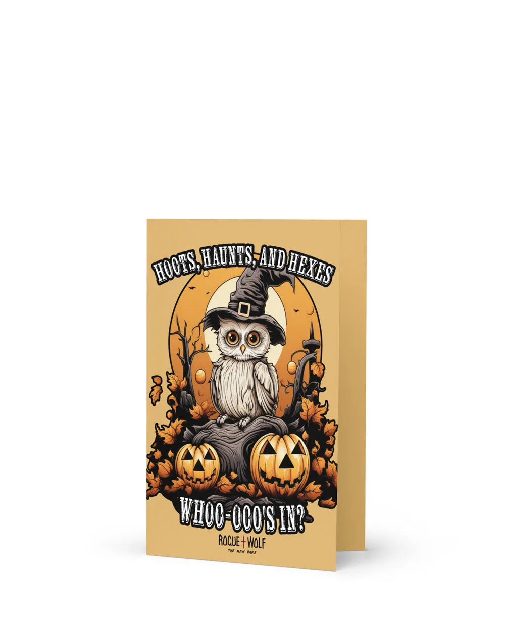 Hoots Haunts and Hexes Greeting Card with Envelope - Spooky Cute Postcard Gothic Halloween Gifts