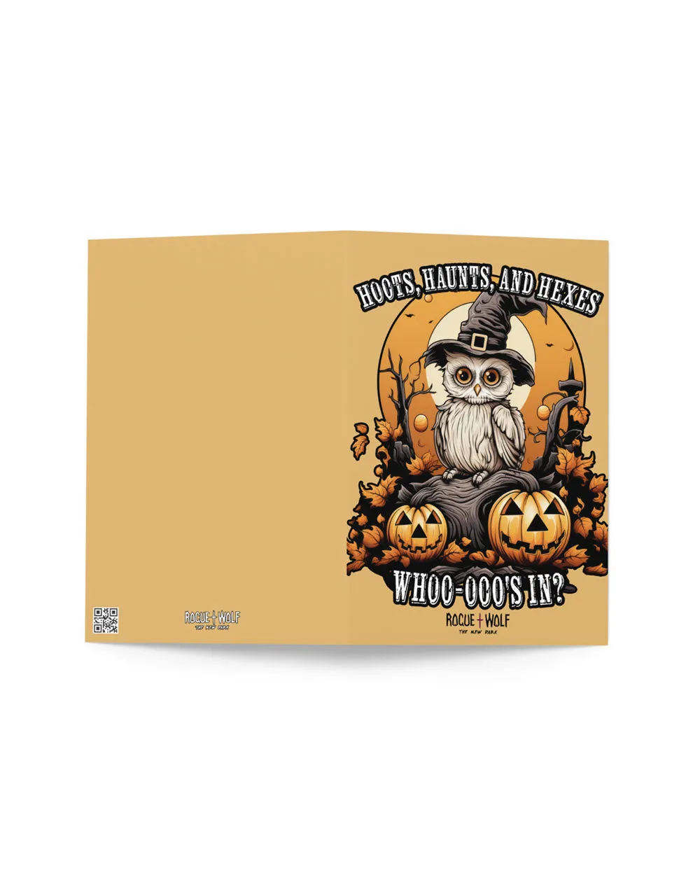 Hoots Haunts and Hexes Greeting Card with Envelope - Spooky Cute Postcard Gothic Halloween Gifts