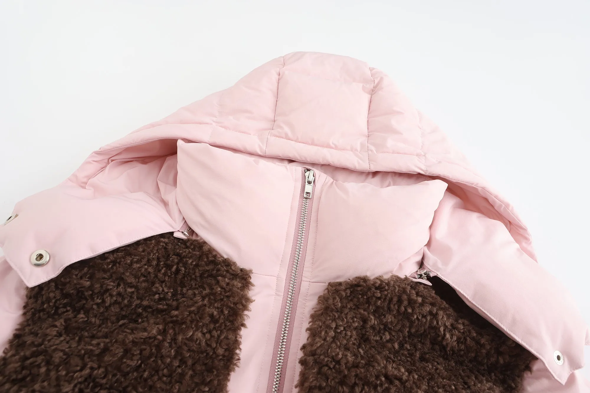 ICON Teddy Shearling Short Down Jacket - Pink