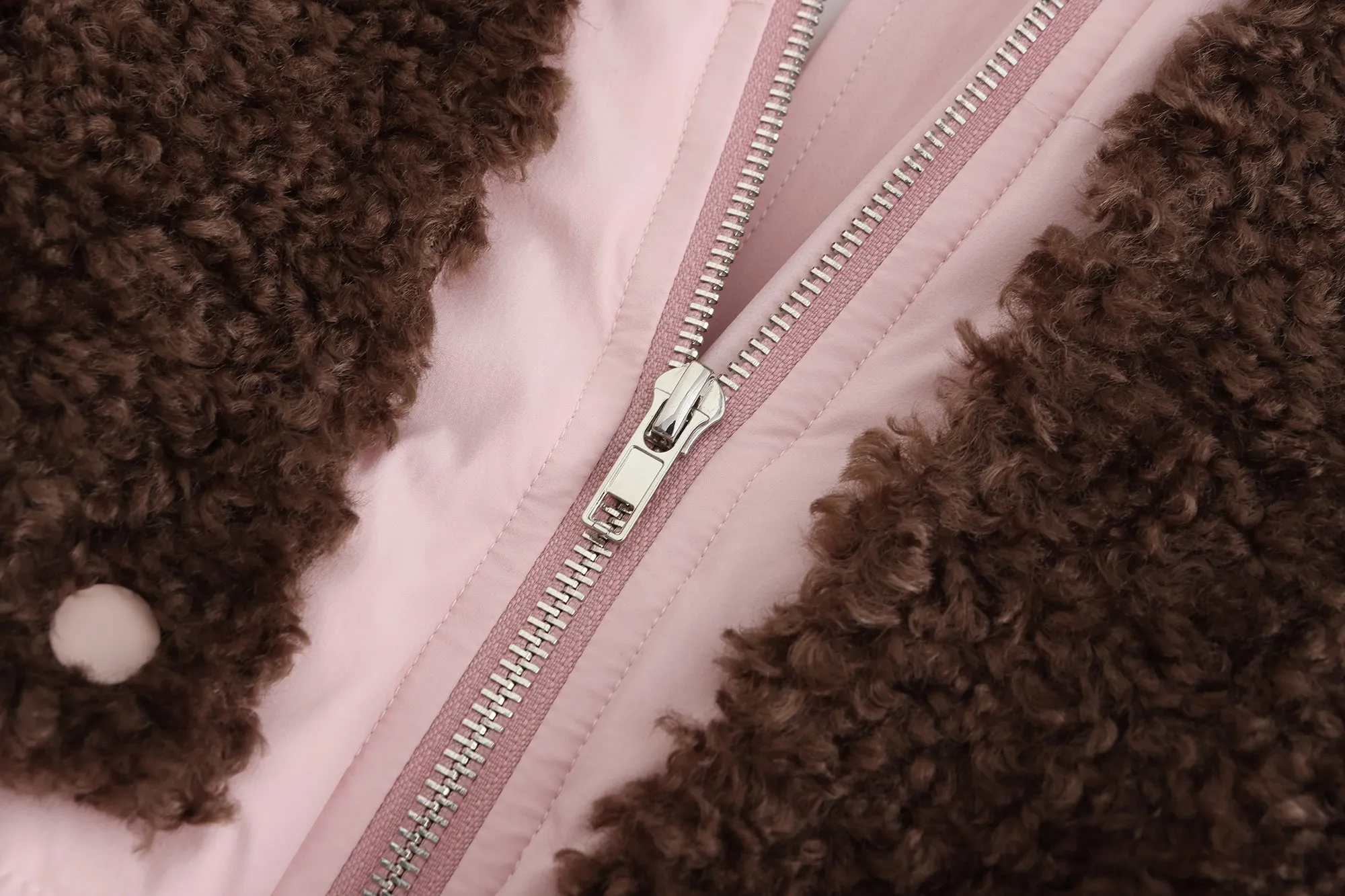 ICON Teddy Shearling Short Down Jacket - Pink