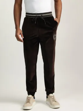 Iconic Men Brown Solid High-Rise Regular Fit Joggers Style Sweatpant