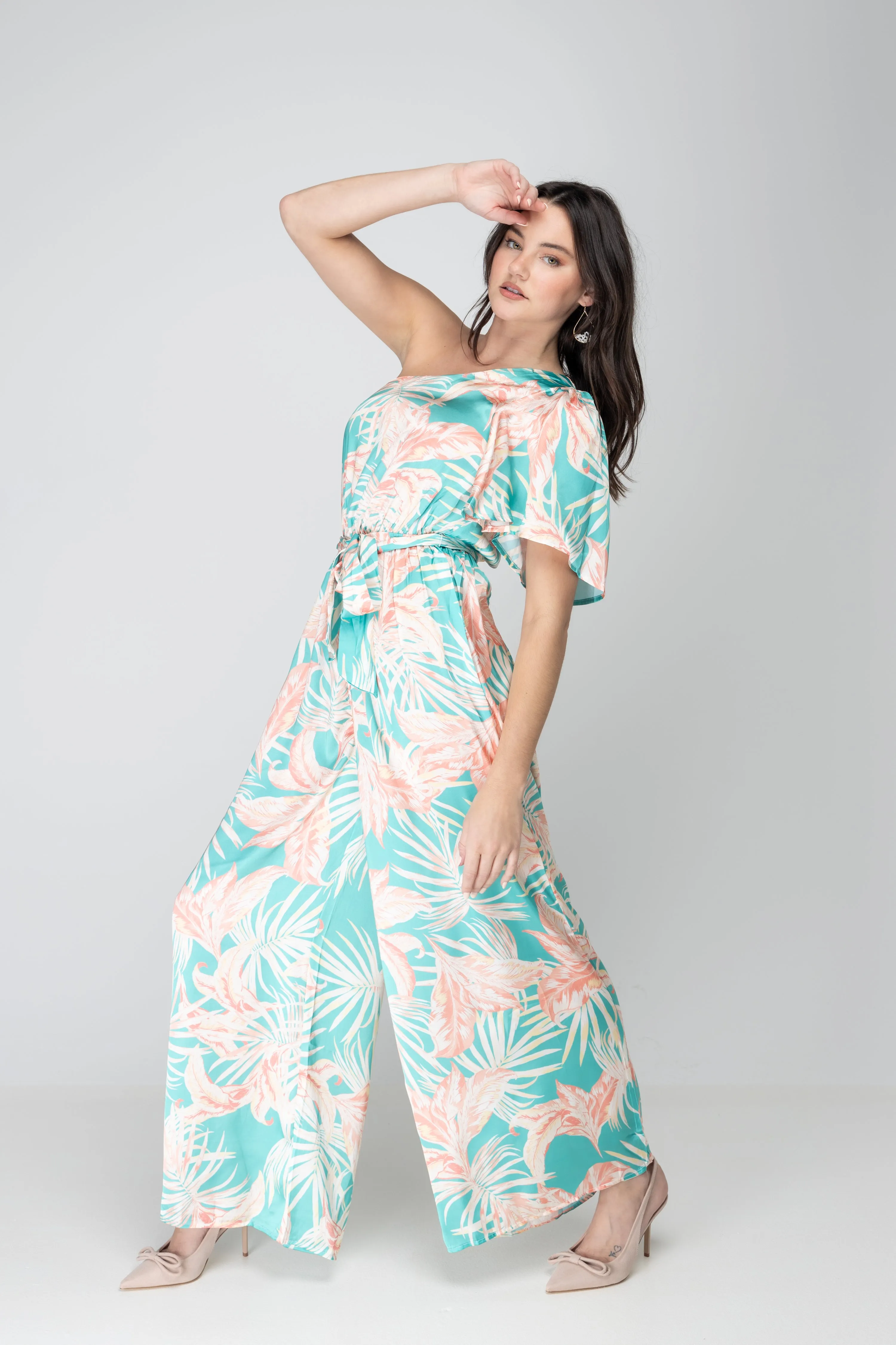 Island Life Turquoise Coral Jumpsuit