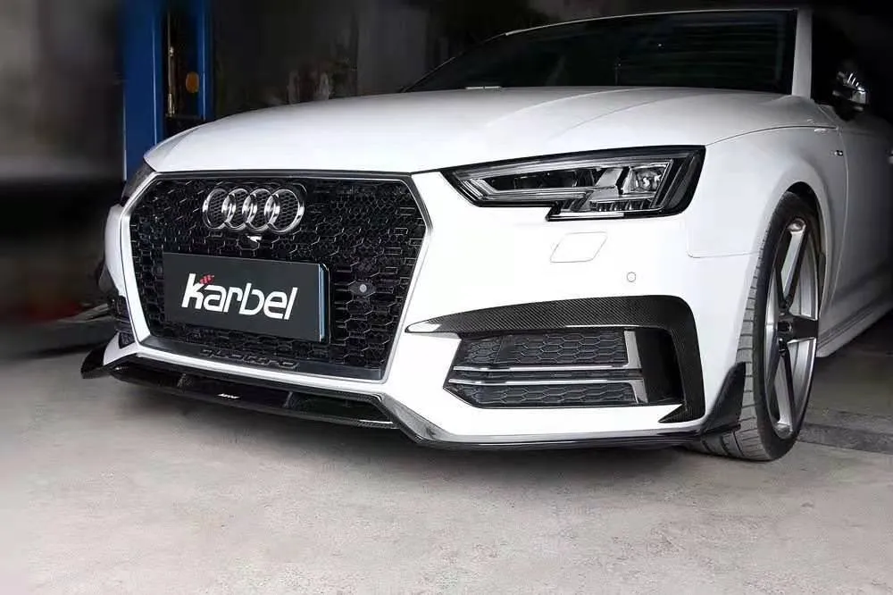 Karbel Carbon Dry Carbon Fiber Front Bumper Upper Valences for Audi S4 & A4 S Line 2017-2018 B9