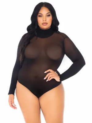 Leg Avenue Sheer High Neck Long Sleeved Bodysuit